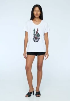 ROCK T-SHIRT PEACE WHITE -Religion Clothing 07BRKT17WHITE2