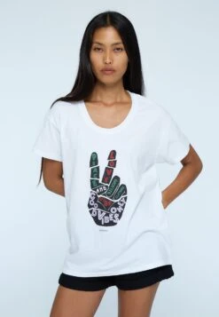 ROCK T-SHIRT PEACE WHITE -Religion Clothing 07BRKT17WHITE6