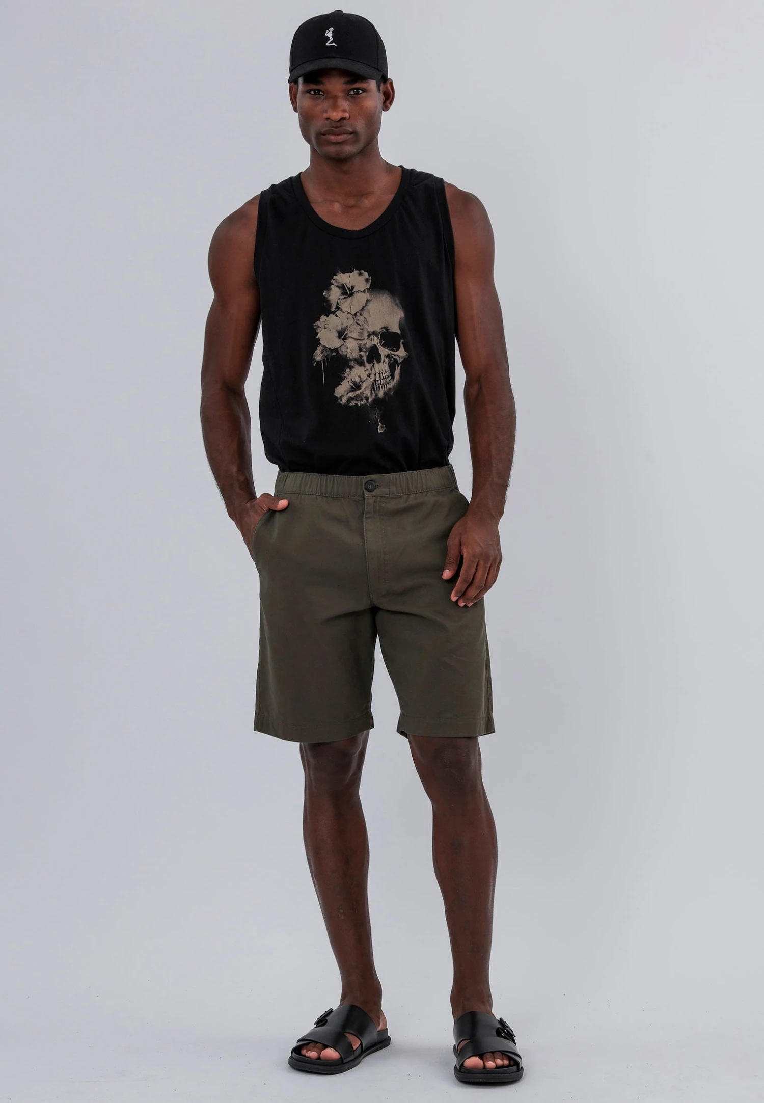 ELASTICATED LONGLINE CHINO SHORTS KHAKI 6 ELASTICATED LONGLINE CHINO SHORTS KHAKI - Image 4