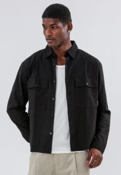 TWO POCKET RELAXED LINEN BLEND SHIRT BLACK 11 TWO POCKET RELAXED LINEN BLEND SHIRT BLACK -Religion Clothing 15ETRH08TWOPOCKETRELAXEDLSSHIRTBLACK 25