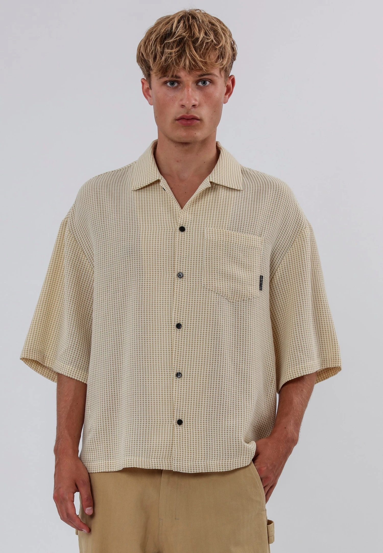 BRAILLE SHIRT OFF WHITE & SOFT KHAKI 3 BRAILLE SHIRT OFF WHITE & SOFT KHAKI
