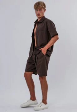 SAINT-TROPEZ PLEATED HOLIDAY SHORTS CHOCOLATE -Religion Clothing 15HPTP74PLEATEDSHORTCHOCOALTE 29