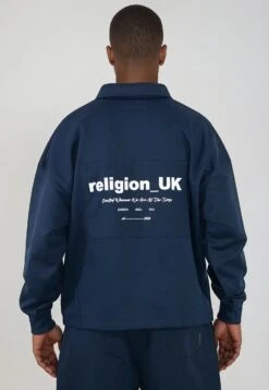 RELIGION UK CROPPED ZIP SWEATSHIRT DARK NAVY