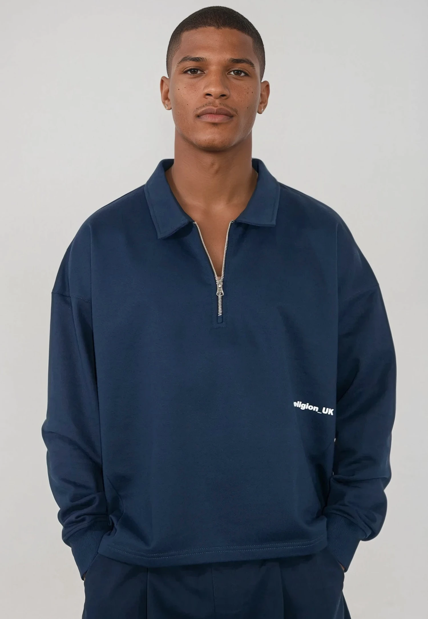 RELIGION UK CROPPED ZIP SWEATSHIRT DARK NAVY 8 RELIGION UK CROPPED ZIP SWEATSHIRT DARK NAVY - Image 6