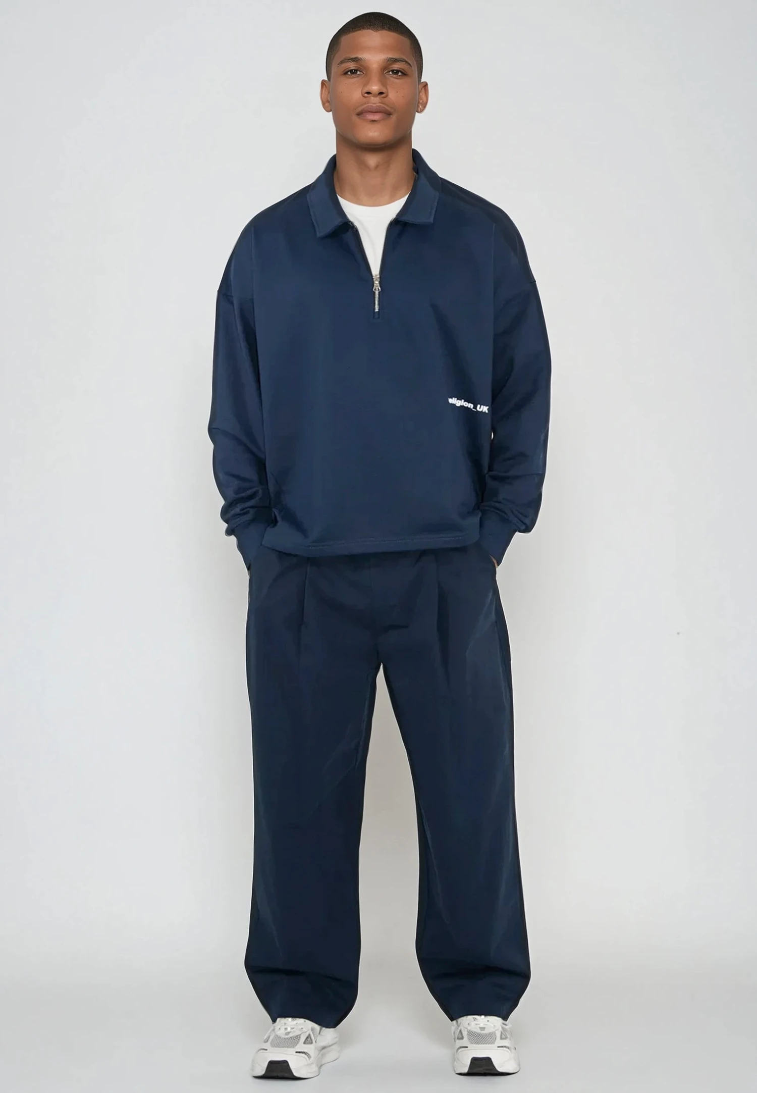 RELIGION UK CROPPED ZIP SWEATSHIRT DARK NAVY 4 RELIGION UK CROPPED ZIP SWEATSHIRT DARK NAVY - Image 2