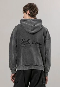 EMBROIDERED HOODIE BLACK ACID WASH 10 EMBROIDERED HOODIE BLACK ACID WASH -Religion Clothing 34TEWJ58BLACKACIDWASH3