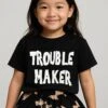 Kids TROUBLE MAKER GIRLS T-SHIRT BLACK -Religion Clothing 514MN03BLACK1