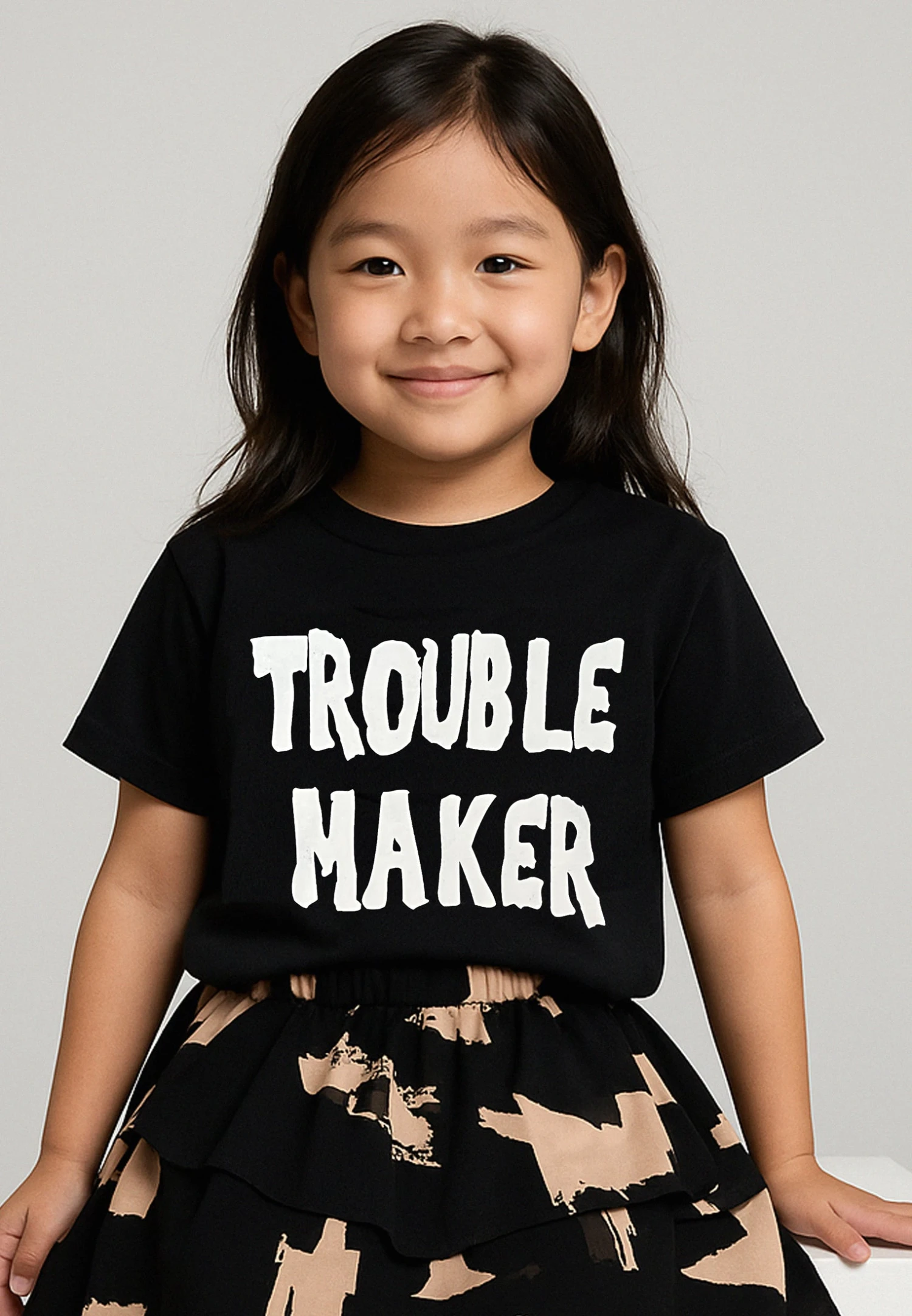 Kids TROUBLE MAKER GIRLS T-SHIRT BLACK 3 Kids TROUBLE MAKER GIRLS T-SHIRT BLACK