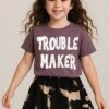 Kids TROUBLE MAKER GIRLS T-SHIRT MAUVE -Religion Clothing 514MN03MAUVE1