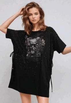 TOPAZ DRESS BOTANICAL SKULL BLACK