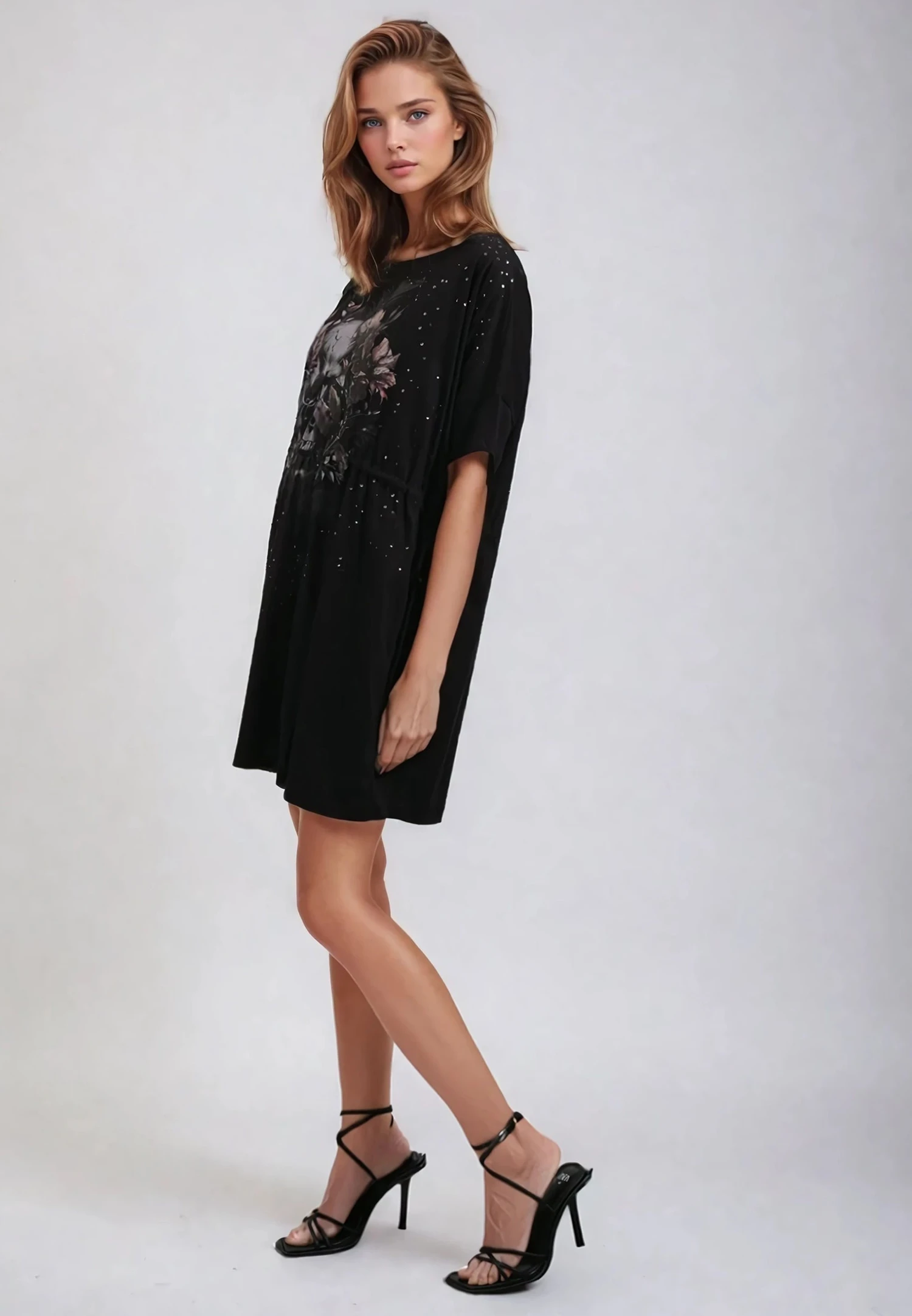 TOPAZ DRESS BOTANICAL SKULL BLACK 6 TOPAZ DRESS BOTANICAL SKULL BLACK - Image 4