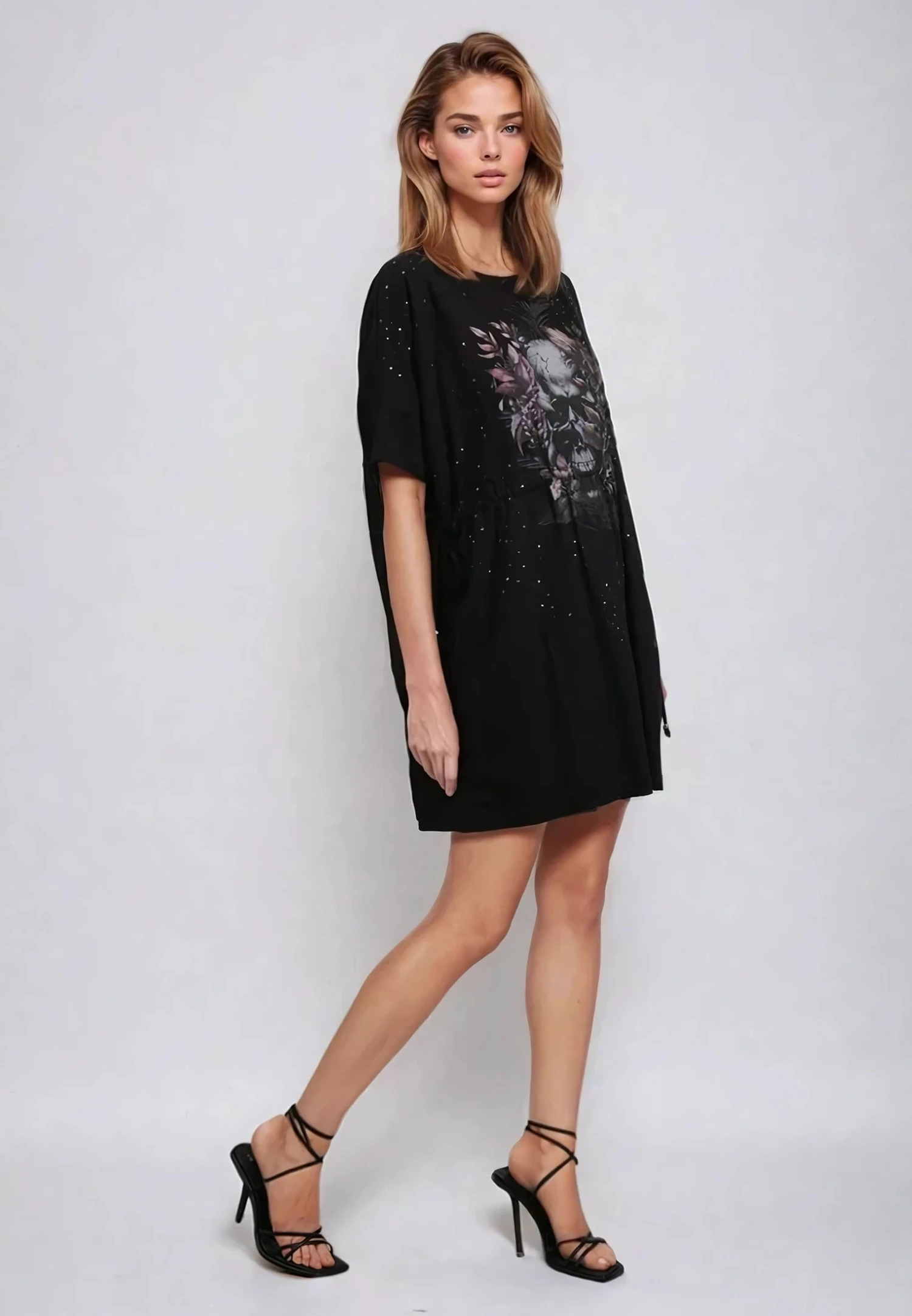 TOPAZ DRESS BOTANICAL SKULL BLACK 8 TOPAZ DRESS BOTANICAL SKULL BLACK - Image 6