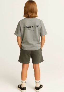 Kids RELIGION BOYS OVERSIZED T-SHIRT GREY MARL 8 Kids RELIGION BOYS OVERSIZED T-SHIRT GREY MARL -Religion Clothing 614RUN70GREYMARL4