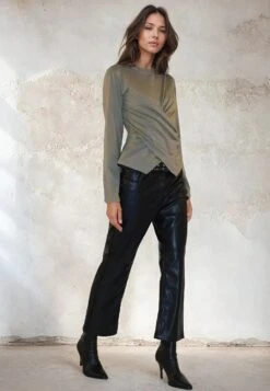 TIME TOP LS GREY MARL & PINE