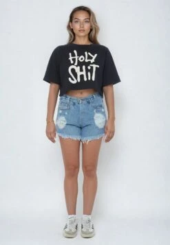 HOLY SHIT CROP TOP BLACK -Religion Clothing HOLYSHIT27