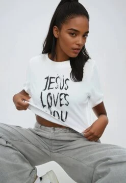 JESUS LOVES YOU CROP TOP WHITE -Religion Clothing JESUSLOVESYOU1