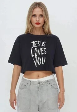 JESUS LOVES YOU CROP TOP BLACK -Religion Clothing JESUSLOVESYOU21