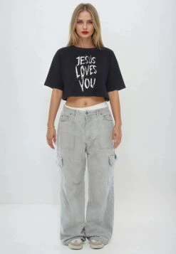 JESUS LOVES YOU CROP TOP BLACK -Religion Clothing JESUSLOVESYOU22