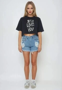 JESUS LOVES YOU CROP TOP BLACK -Religion Clothing JESUSLOVESYOU28