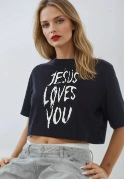 JESUS LOVES YOU CROP TOP BLACK -Religion Clothing JESUSLOVESYOU29