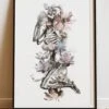 DIGITAL PRINT LOTUS SKELETON ART POSTER -Religion Clothing LotusSkeleton