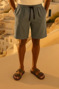 MYKONOS PLEATED LINEN BLEND HOLIDAY SHORTS MOSS GREEN