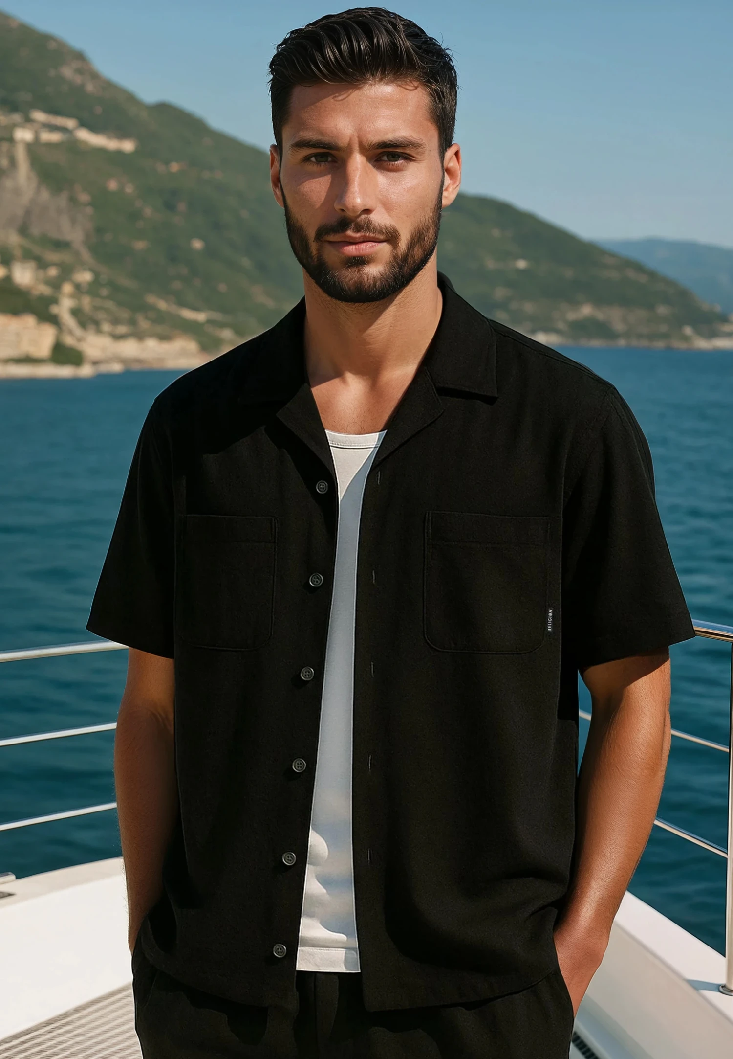 MONACO DOUBLE POCKET HOLIDAY SHIRT MIDNIGHT 3 MONACO DOUBLE POCKET HOLIDAY SHIRT MIDNIGHT