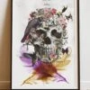 DIGITAL PRINT SKULL FLOWER ART POSTER -Religion Clothing RL212
