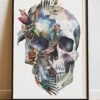 DIGITAL PRINT FLORAL WINGS SKULL ART POSTER WHITE 2 DIGITAL PRINT FLORAL WINGS SKULL ART POSTER WHITE -Religion Clothing RLG102