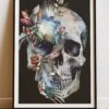 DIGITAL PRINT FLORAL WINGS SKULL ART POSTER BLACK -Religion Clothing RLG11 2