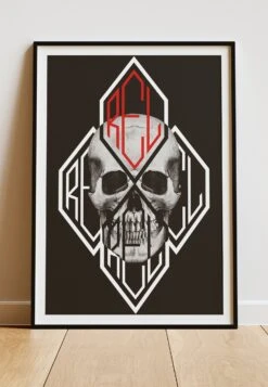 DIGITAL PRINT DIAMOND SKULL ART POSTER BLACK