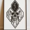 DIGITAL PRINT DIAMOND SKULL ART POSTER WHITE -Religion Clothing RLG152