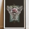 DIGITAL PRINT ROSE WING ART POSTER BLACK -Religion Clothing RLG161