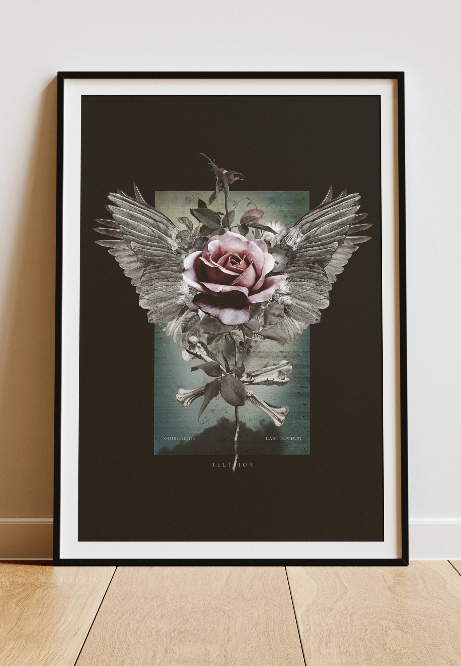 DIGITAL PRINT ROSE WING ART POSTER BLACK 3 DIGITAL PRINT ROSE WING ART POSTER BLACK