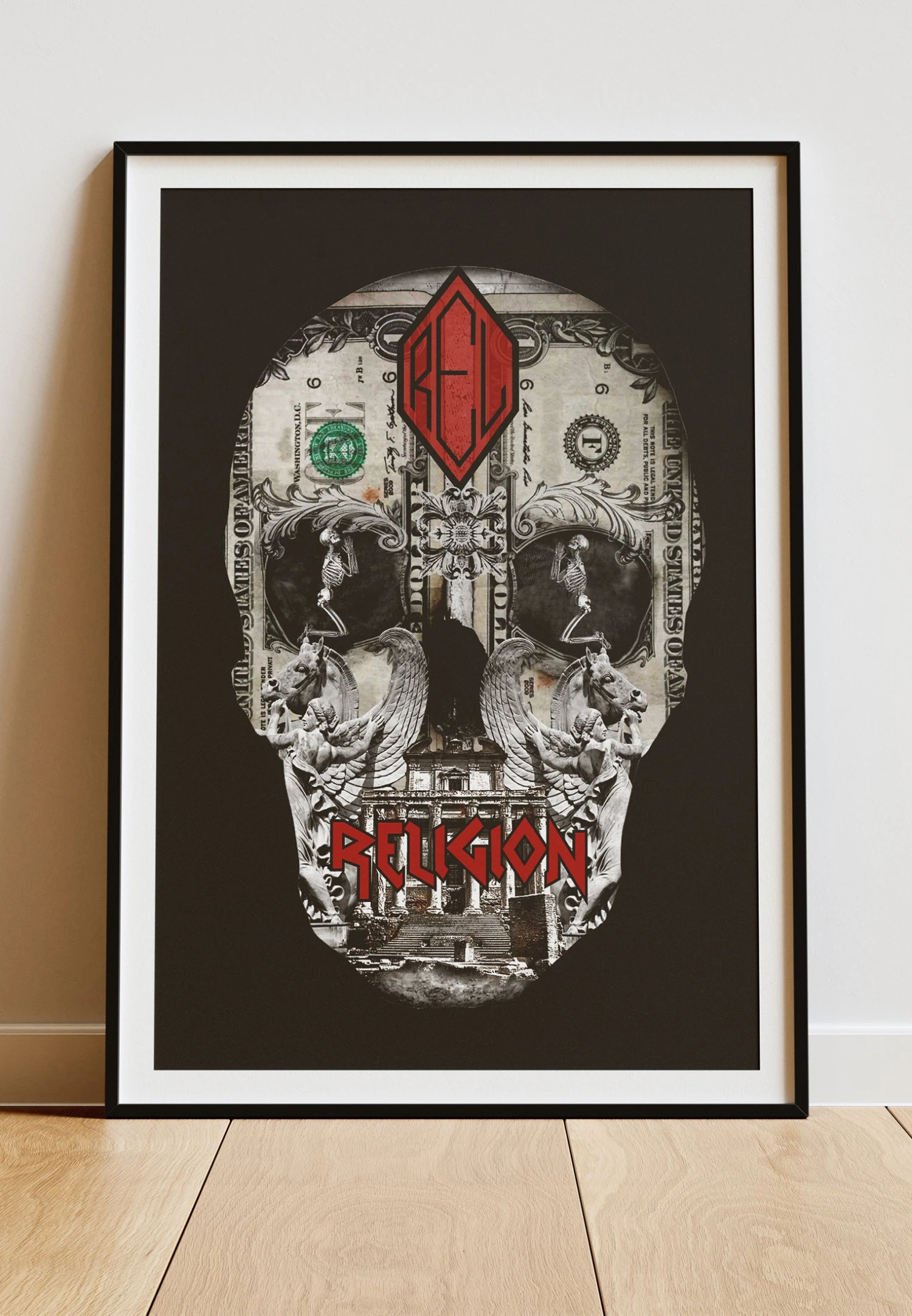 DIGITAL PRINT DOLLAR SKULL ART POSTER BLACK 3 DIGITAL PRINT DOLLAR SKULL ART POSTER BLACK