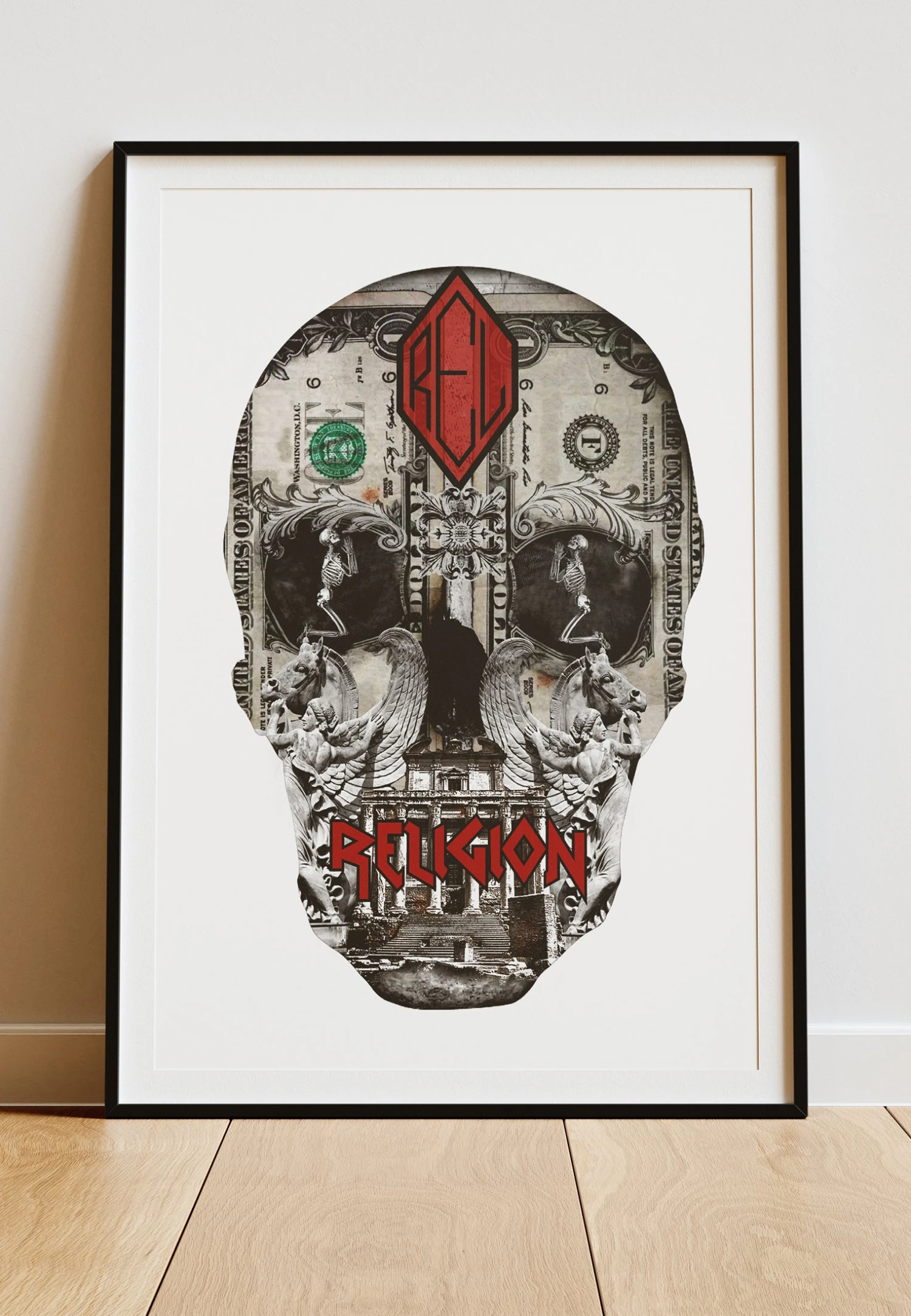 DIGITAL PRINT DOLLAR SKULL ART POSTER WHITE 3 DIGITAL PRINT DOLLAR SKULL ART POSTER WHITE