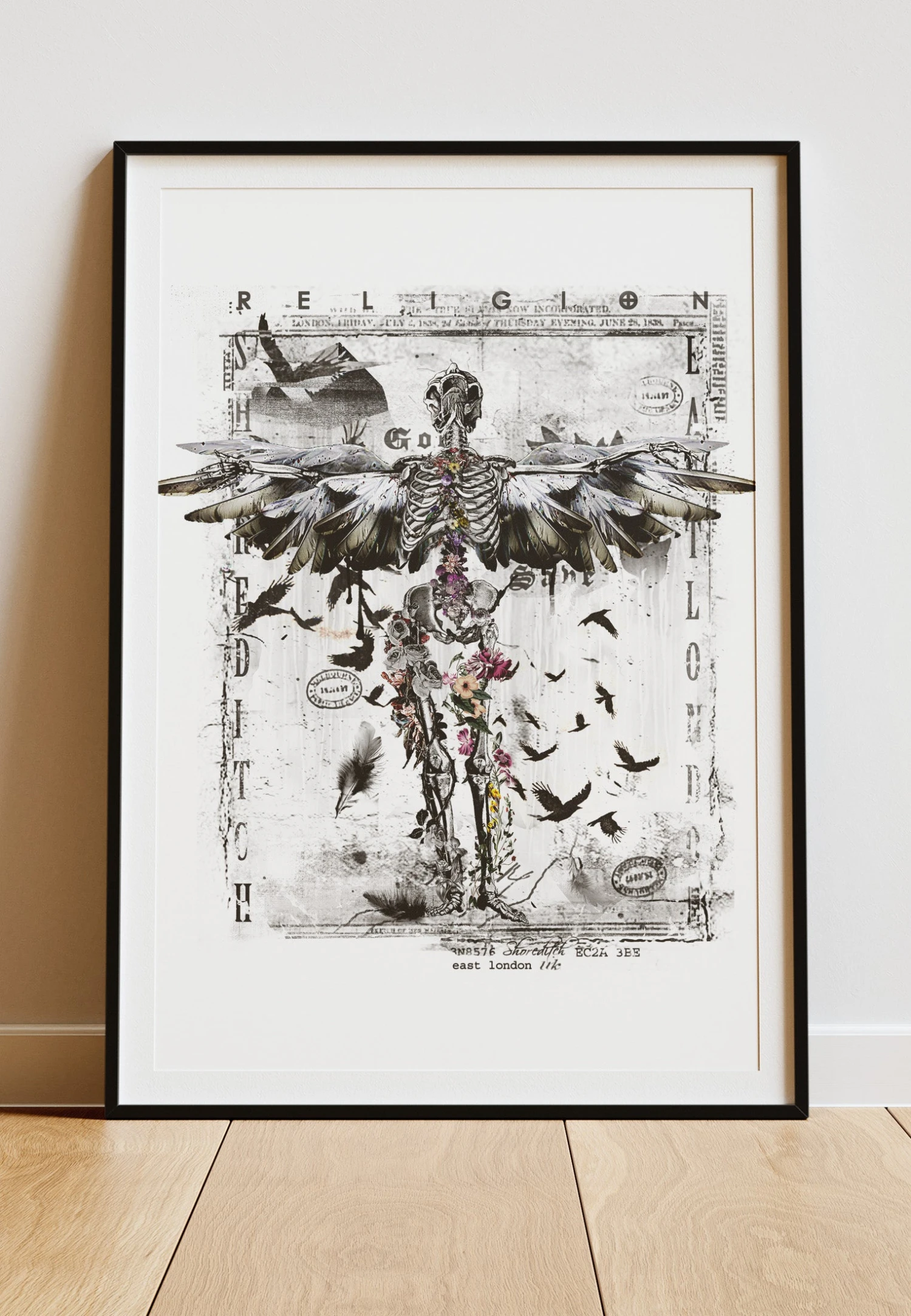 DIGITAL PRINT SKELETON WINGS ART POSTER 3 DIGITAL PRINT SKELETON WINGS ART POSTER