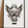 DIGITAL PRINT SKULL WINGS ART POSTER -Religion Clothing RLG282