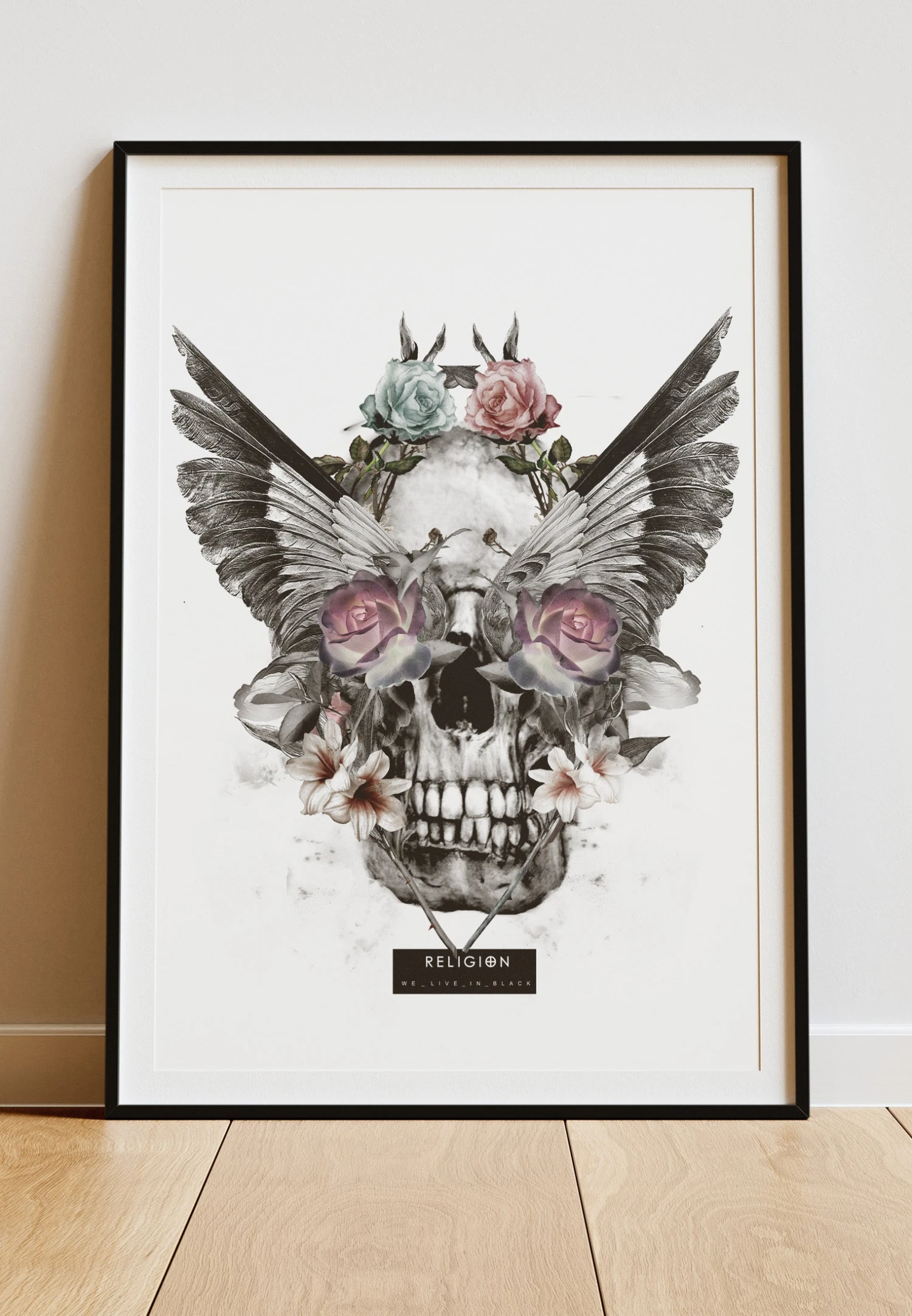 DIGITAL PRINT SKULL WINGS ART POSTER 3 DIGITAL PRINT SKULL WINGS ART POSTER
