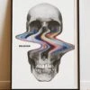 DIGITAL PRINT DISTORTED SKULL ART POSTER WHITE -Religion Clothing RLG3 2