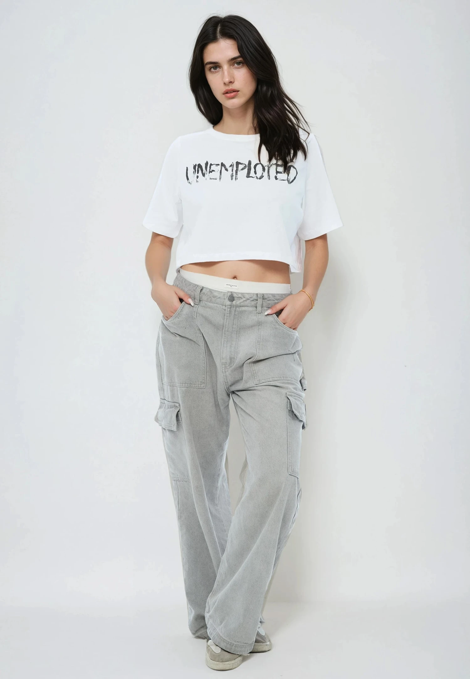 UNEMPLOYED CROP TOP WHITE 4 UNEMPLOYED CROP TOP WHITE - Image 2