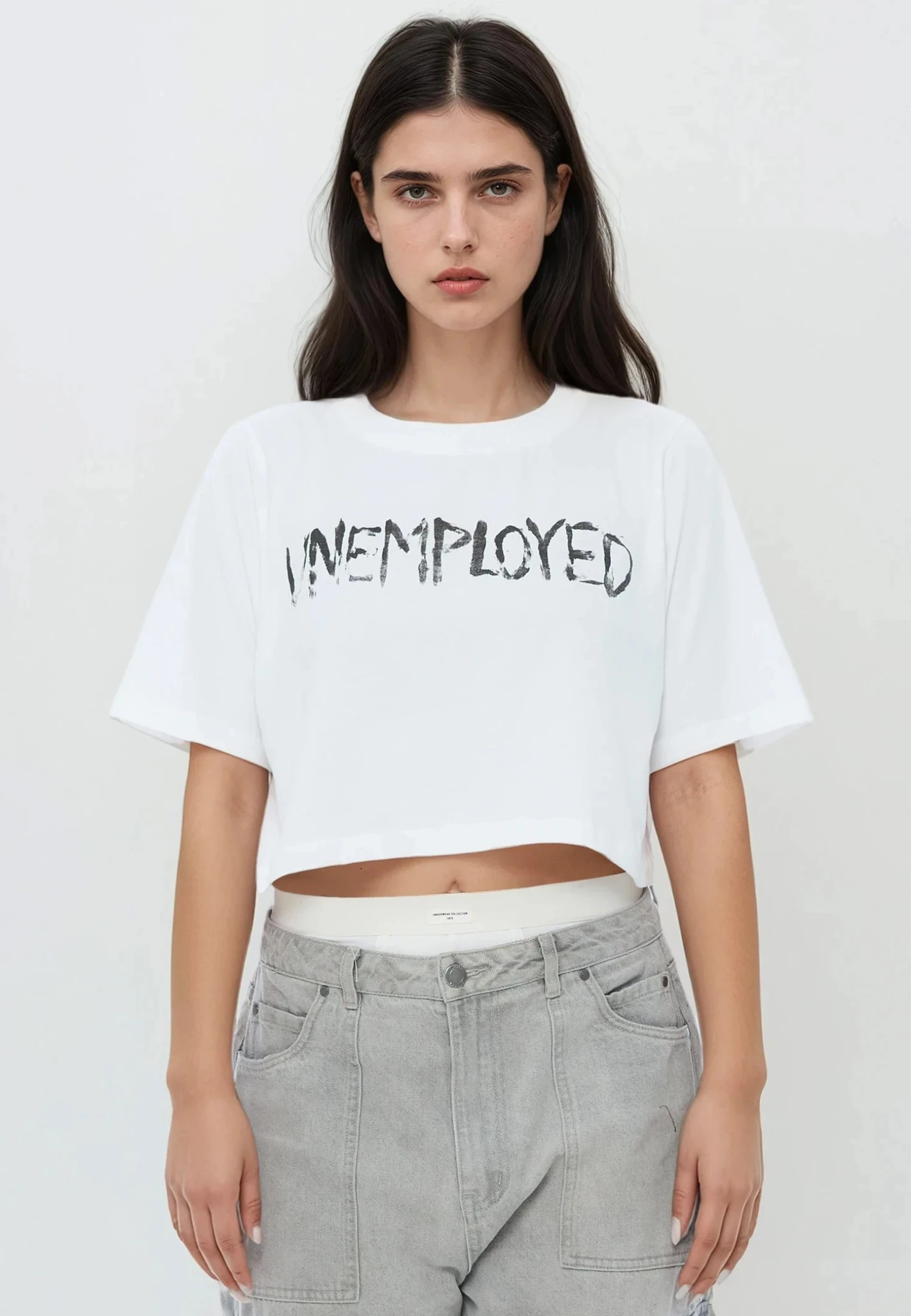 UNEMPLOYED CROP TOP WHITE 3 UNEMPLOYED CROP TOP WHITE