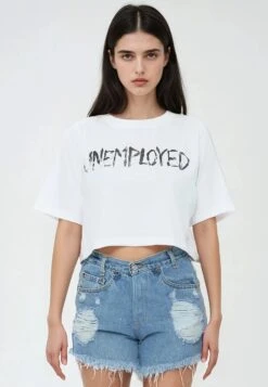UNEMPLOYED CROP TOP WHITE 17 UNEMPLOYED CROP TOP WHITE -Religion Clothing UNEMPLOYED 26