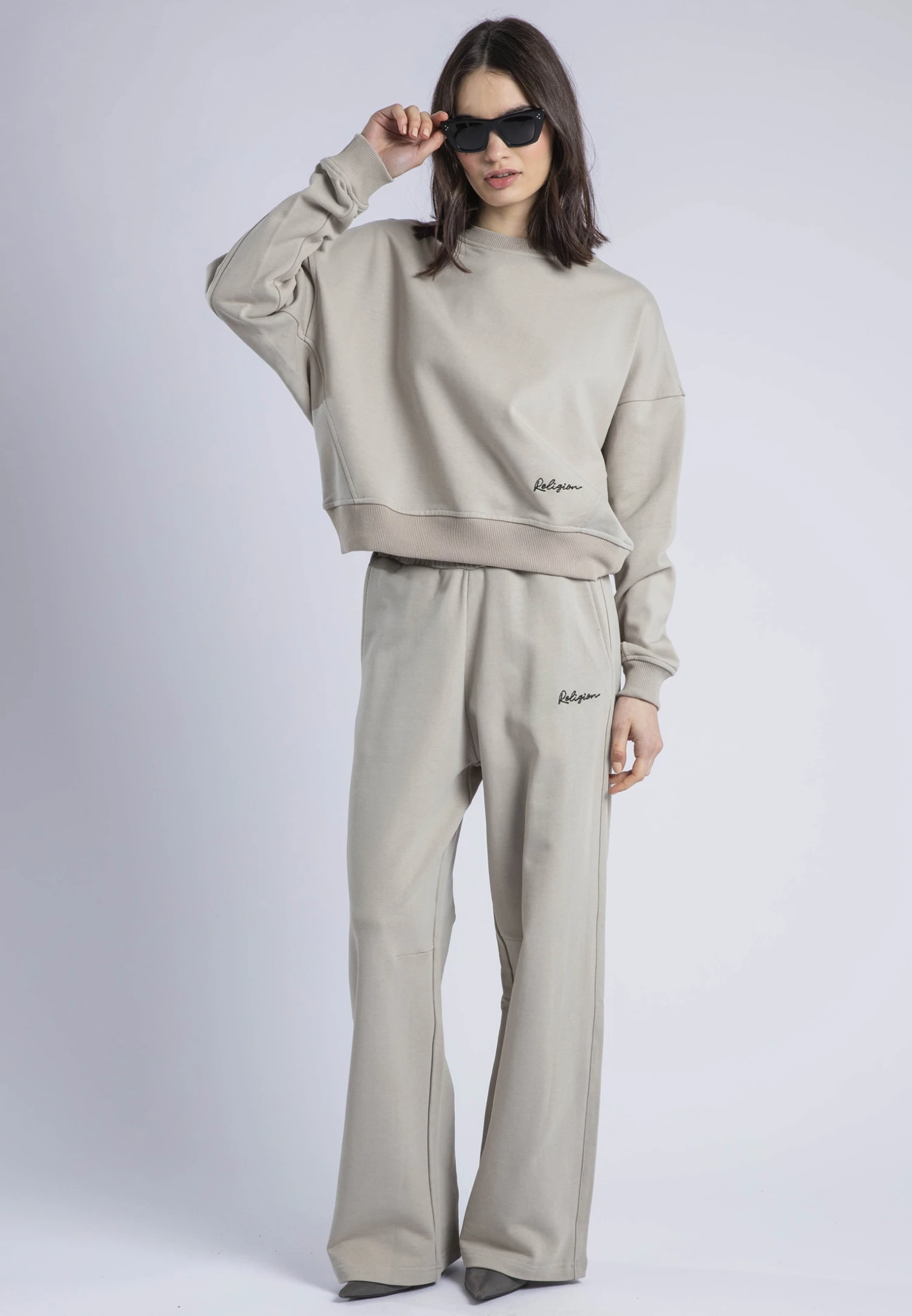 EMBROIDERY RELAXED SWEATPANTS STONE 8 EMBROIDERY RELAXED SWEATPANTS STONE - Image 6