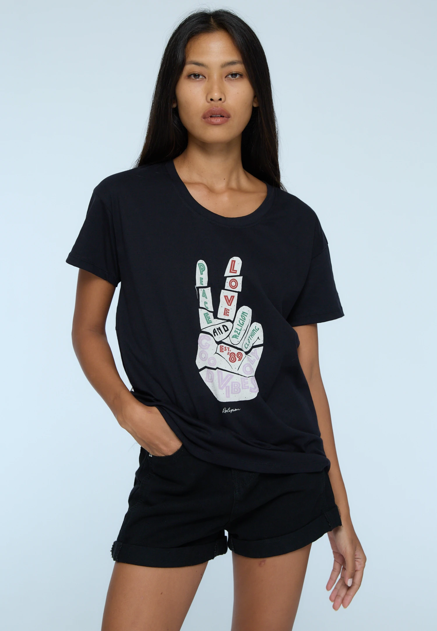 ROCK T-SHIRT PEACE BLACK 3 ROCK T-SHIRT PEACE BLACK